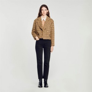 Sandro Tweed jacket Camel / Black | SN-SDO64445