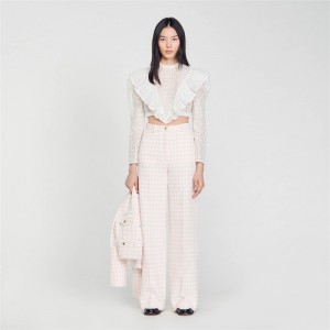 Sandro Tweed trousers Light Pink | SN-SDO64793