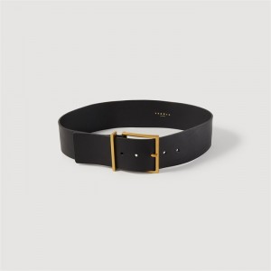 Sandro Wide leather belt Black | SN-SDO64985