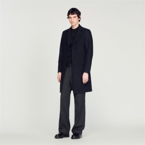 Sandro Wool and cashmere coat Navy Blue | SN-SDO65193