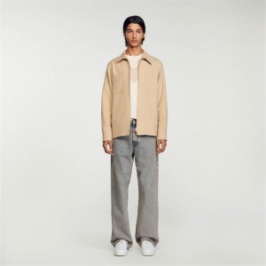 Sandro Wool overshirt Beige | SN-SDO65059