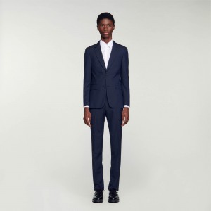 Sandro Wool suit jacket Navy Blue | SN-SDO65232