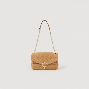 Sandro Yza suede bag Beige | SN-SDO64852