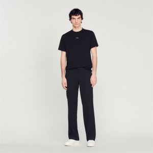 Sandro embroidered T-shirt Black | SN-SDO65114