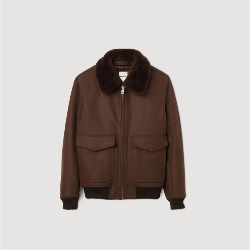 Sandro Aviator jacket Black Brown | SN-SDO65145