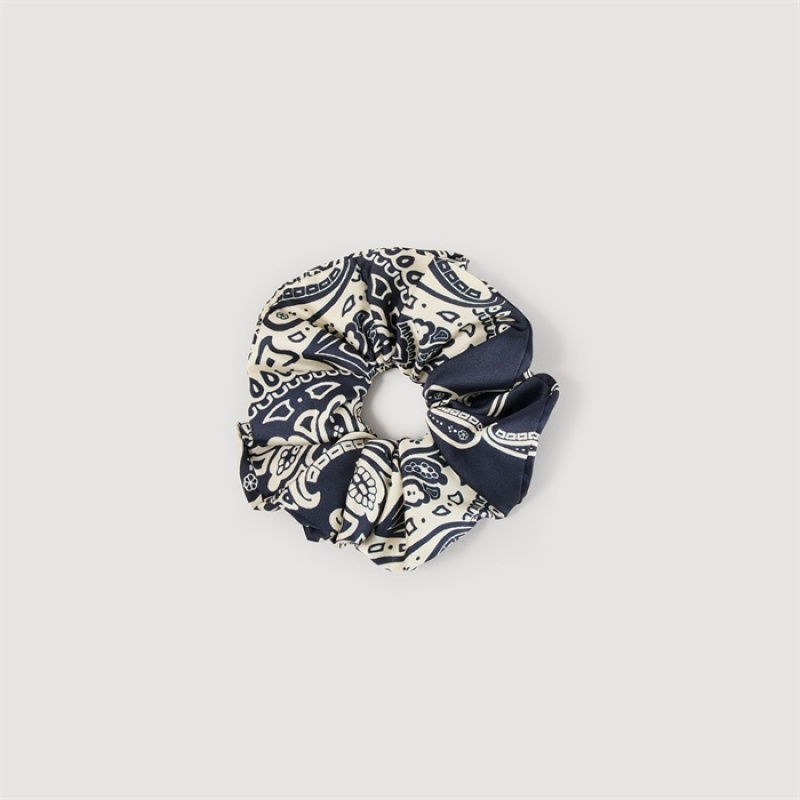 Sandro Bandana print scrunchie Deep Blue / Beige | SN-SDO65021