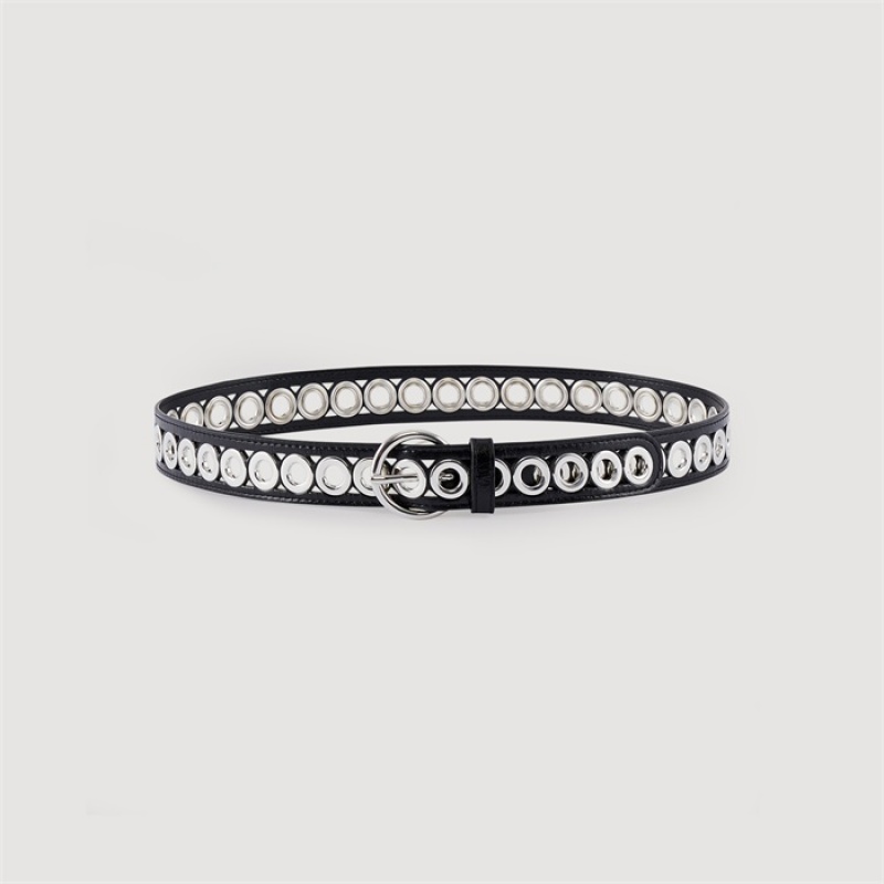 Sandro Belt with round buckle and eyelets Black | SN-SDO64979