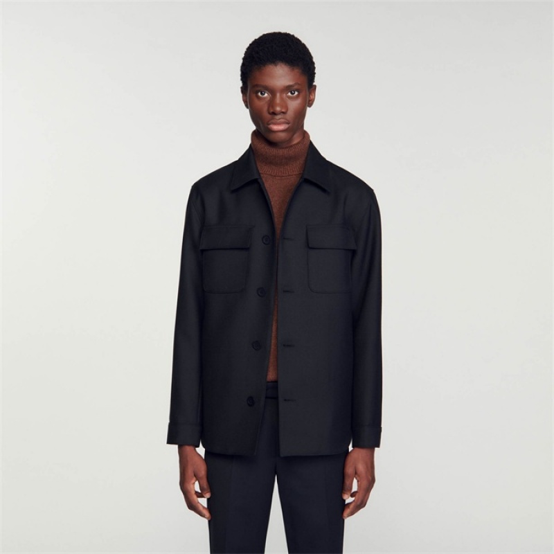 Sandro Buttoned overshirt Black | SN-SDO65039