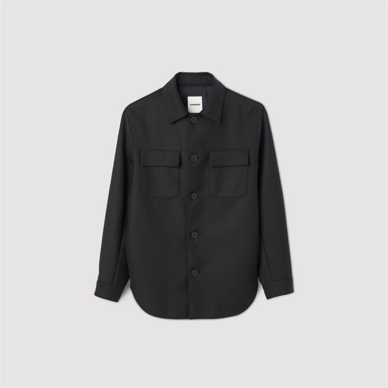 Sandro Buttoned overshirt Black | SN-SDO65039