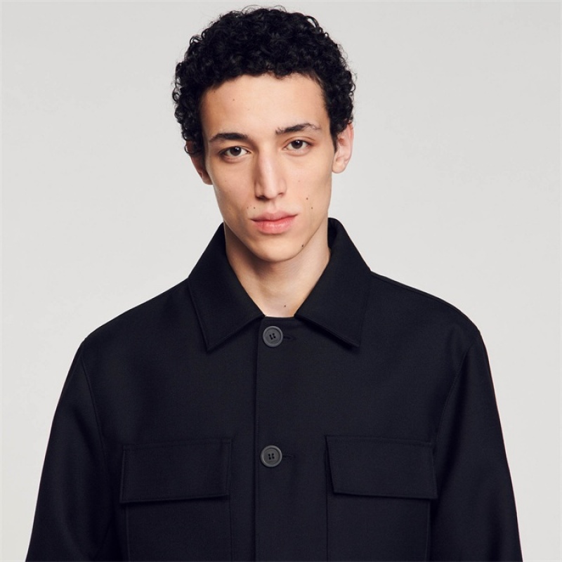 Sandro Buttoned overshirt Black | SN-SDO65061