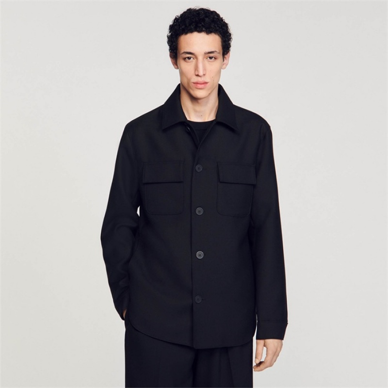 Sandro Buttoned overshirt Black | SN-SDO65061