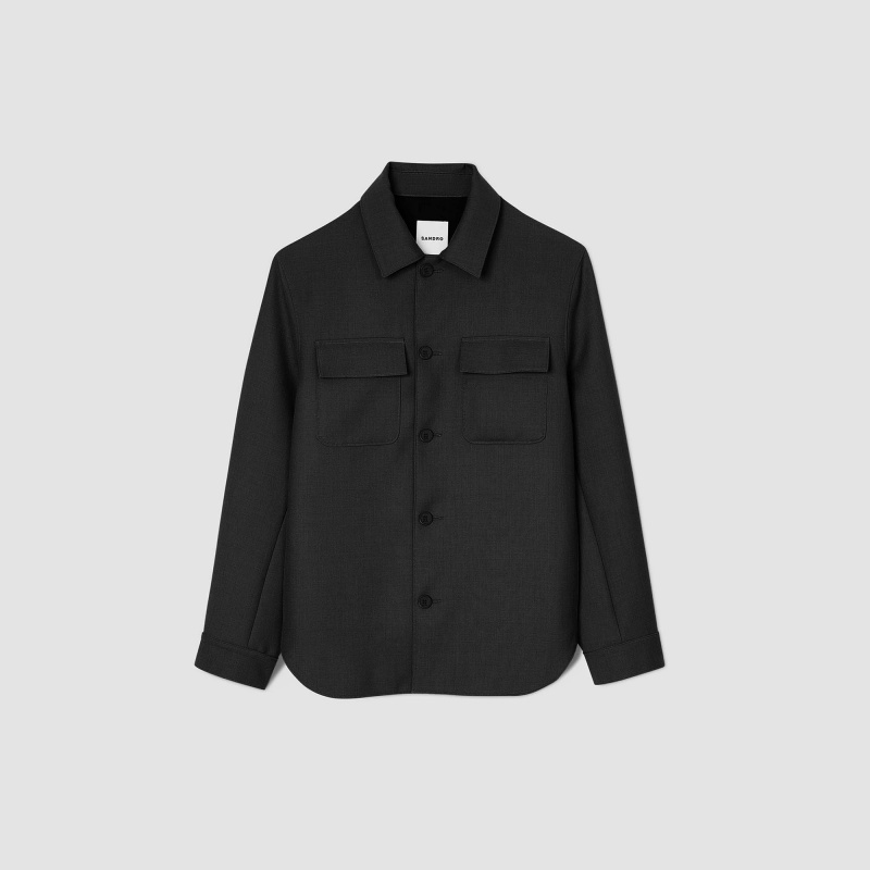 Sandro Buttoned overshirt Black | SN-SDO65061