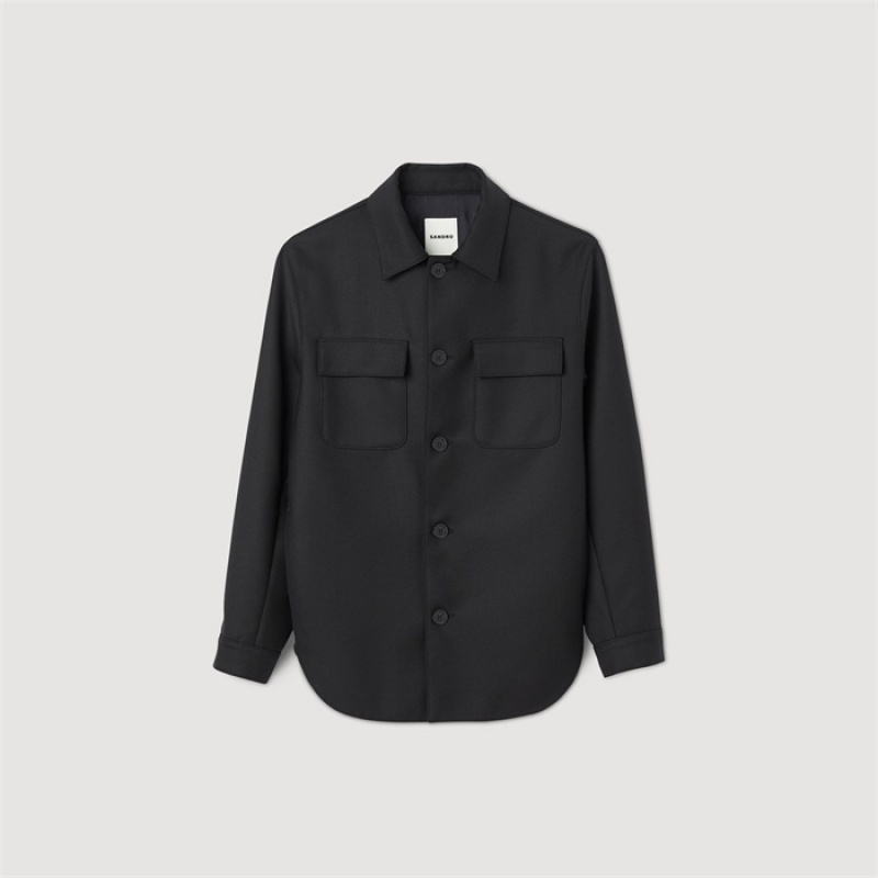 Sandro Buttoned overshirt Black | SN-SDO65154