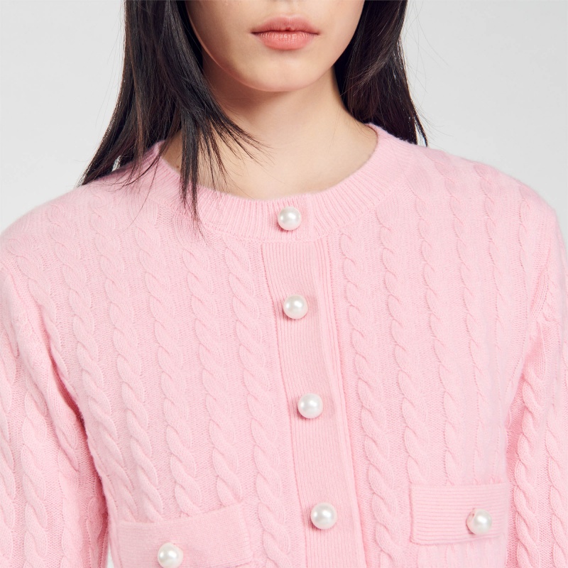 Sandro Cable knit coatigan Pink | SN-SDO64657