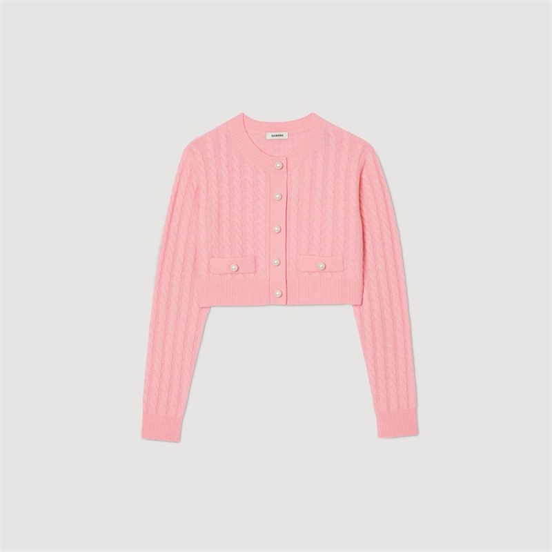 Sandro Cable knit coatigan Pink | SN-SDO64657