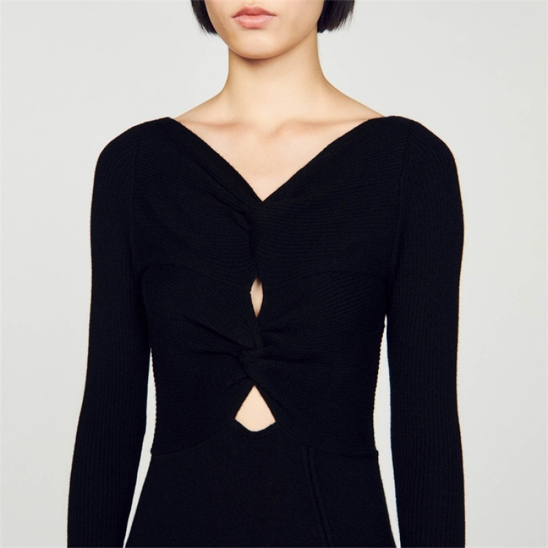 Sandro Cable knit dress Black | SN-SDO64195