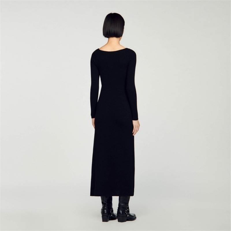 Sandro Cable knit dress Black | SN-SDO64195