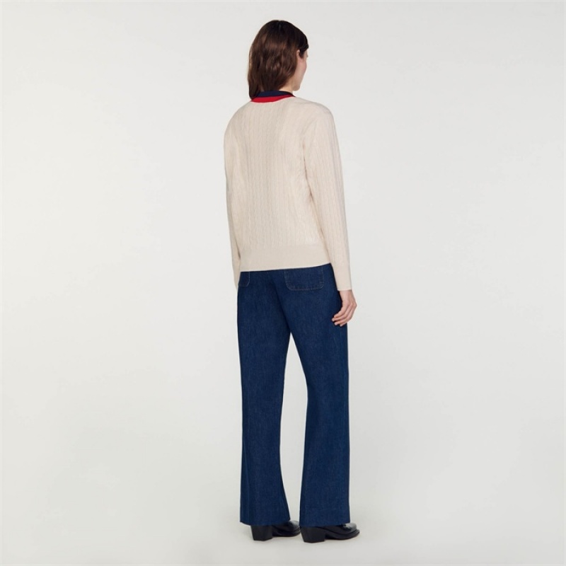 Sandro Cable knit sweater Ecru | SN-SDO64585