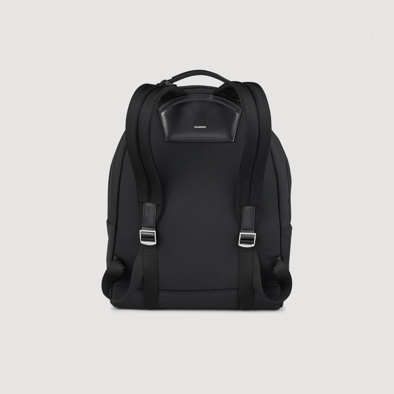 Sandro Canvas and leather backpack Black | SN-SDO65410