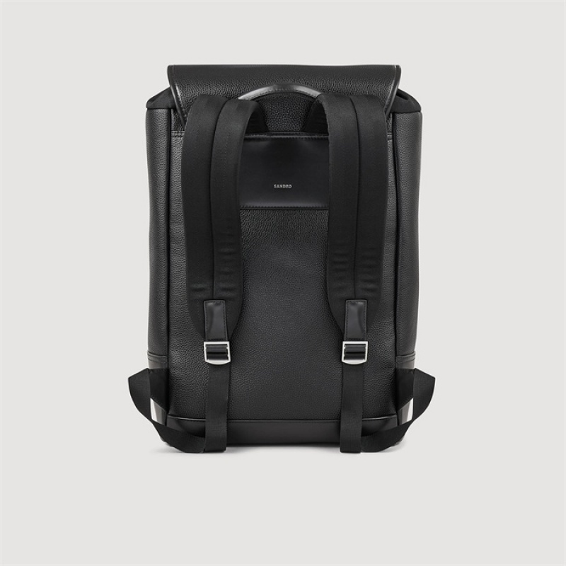 Sandro Canvas and leather backpack Black | SN-SDO65413