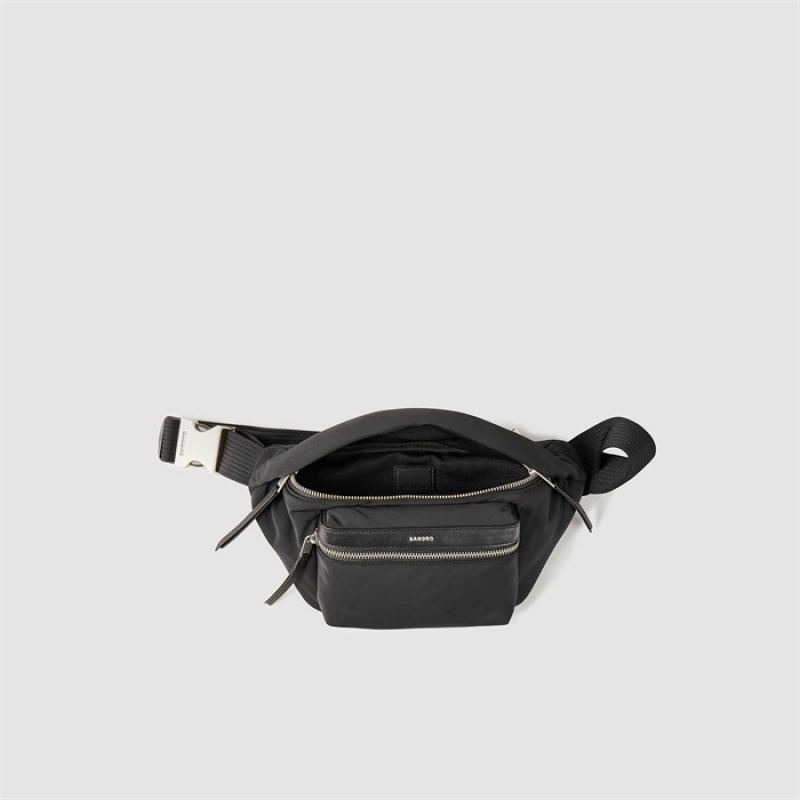 Sandro Canvas and leather belt bag Black | SN-SDO65411