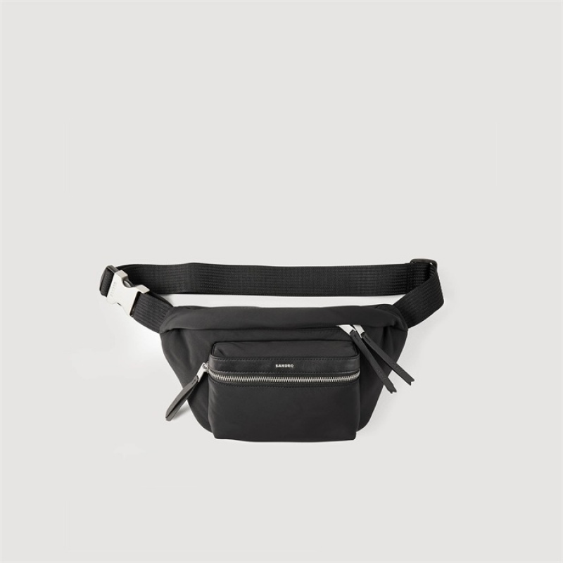 Sandro Canvas and leather belt bag Black | SN-SDO65411