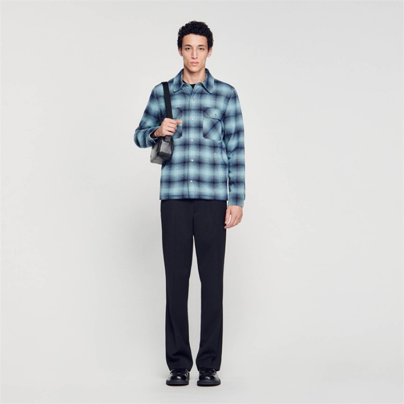 Sandro Check jacket Blue | SN-SDO65030