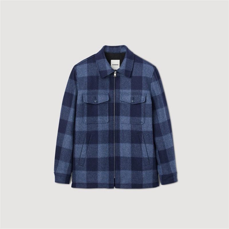 Sandro Check jacket Blue | SN-SDO65159