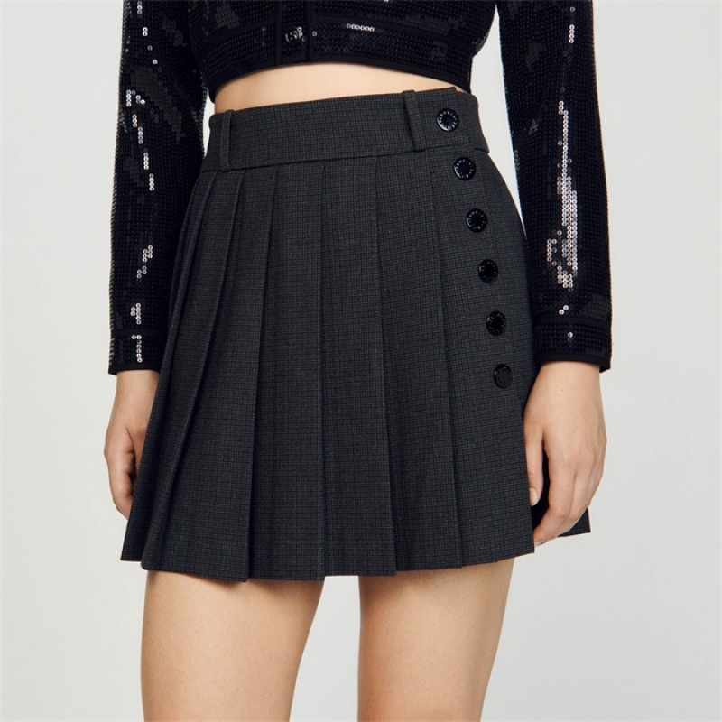 Sandro Checked mini skirt Grey / Black | SN-SDO64723