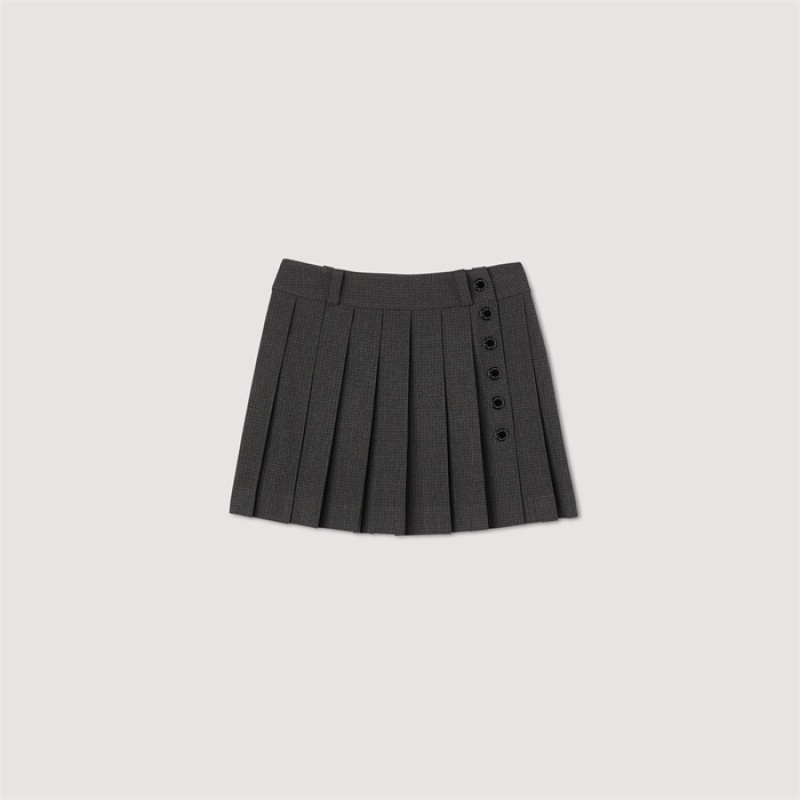 Sandro Checked mini skirt Grey / Black | SN-SDO64723