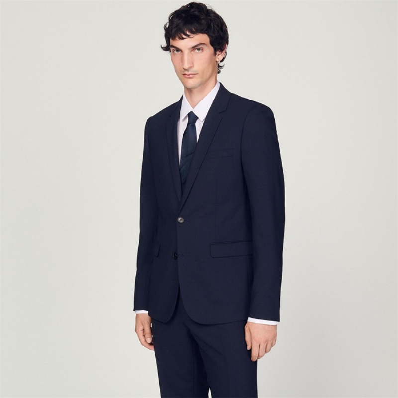 Sandro Classic wool suit jacket Navy Blue | SN-SDO65226