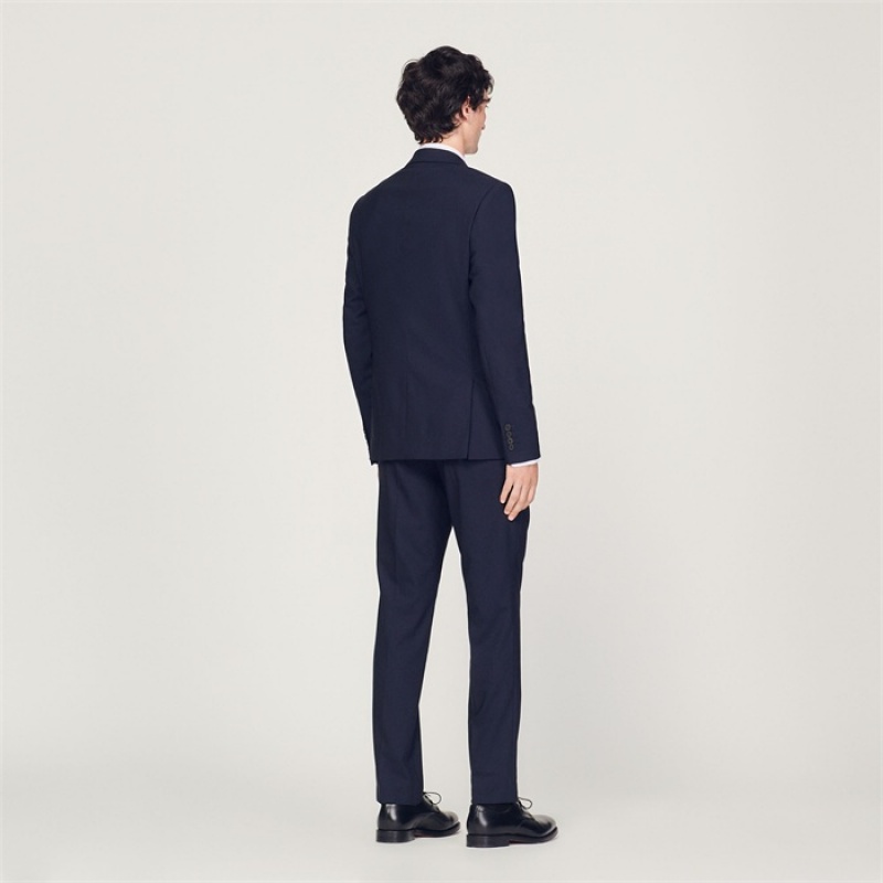 Sandro Classic wool suit jacket Navy Blue | SN-SDO65226