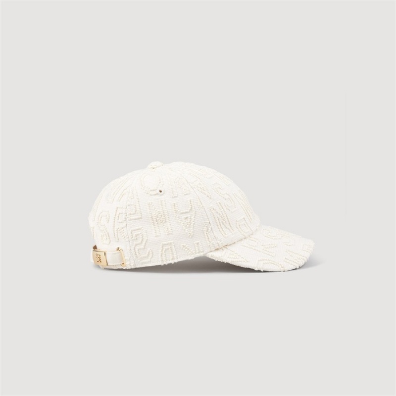 Sandro Cloth cap with embroidered letters Ecru | SN-SDO64996