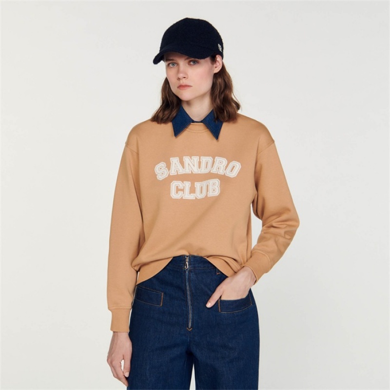 Sandro Club sweatshirt Camel | SN-SDO64501