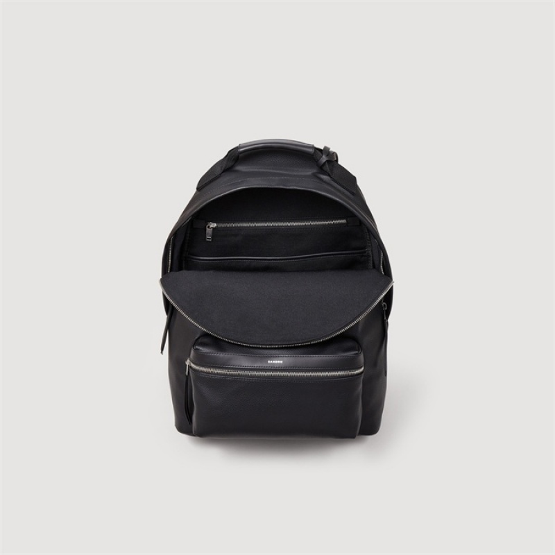 Sandro Coated canvas backpack Black | SN-SDO65398