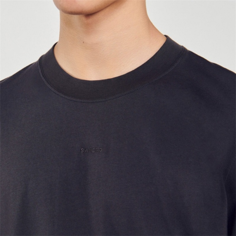 Sandro Cotton T-shirt Charcoal Grey | SN-SDO65109