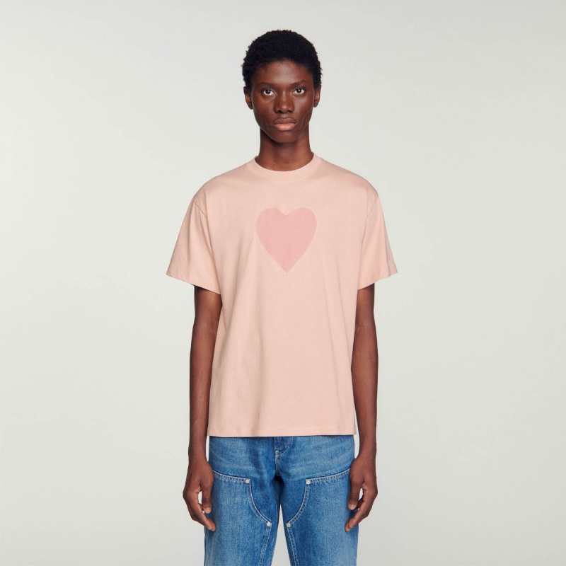 Sandro Cotton T-shirt Pink | SN-SDO65103