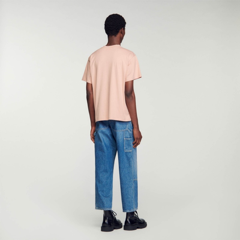 Sandro Cotton T-shirt Pink | SN-SDO65103