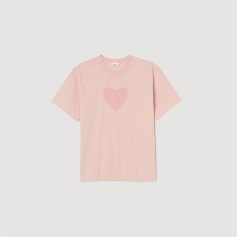 Sandro Cotton T-shirt Pink | SN-SDO65103