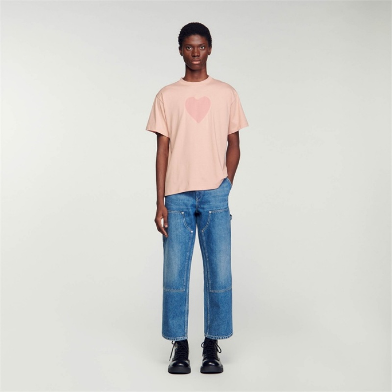 Sandro Cotton T-shirt Pink | SN-SDO65103