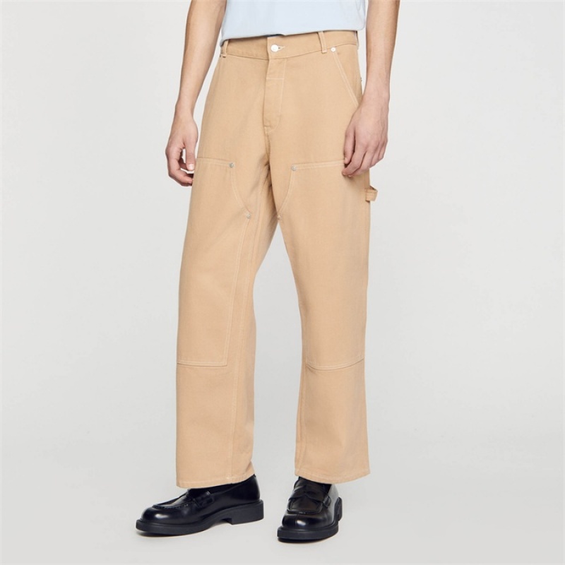 Sandro Cotton canvas carpenter trousers Beige | SN-SDO65392