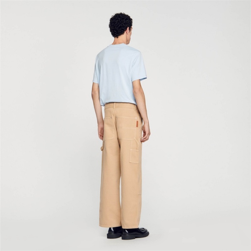 Sandro Cotton canvas carpenter trousers Beige | SN-SDO65392