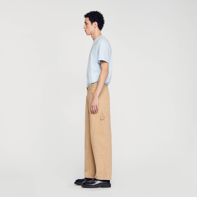 Sandro Cotton canvas carpenter trousers Beige | SN-SDO65392