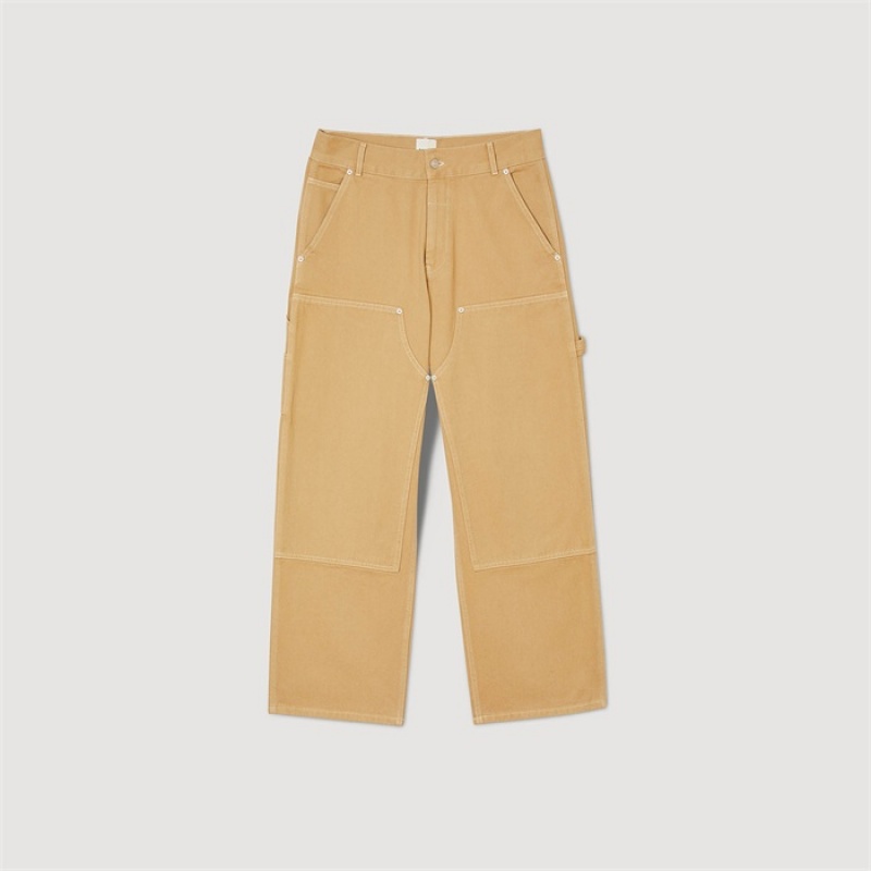 Sandro Cotton canvas carpenter trousers Beige | SN-SDO65392