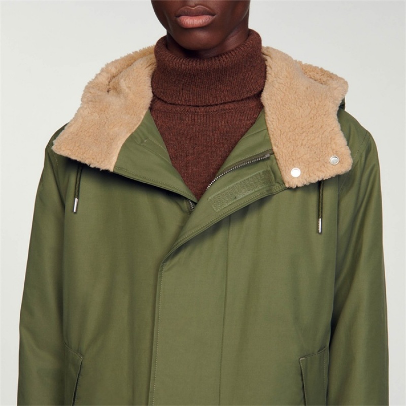 Sandro Cotton parka Olive Green | SN-SDO65196