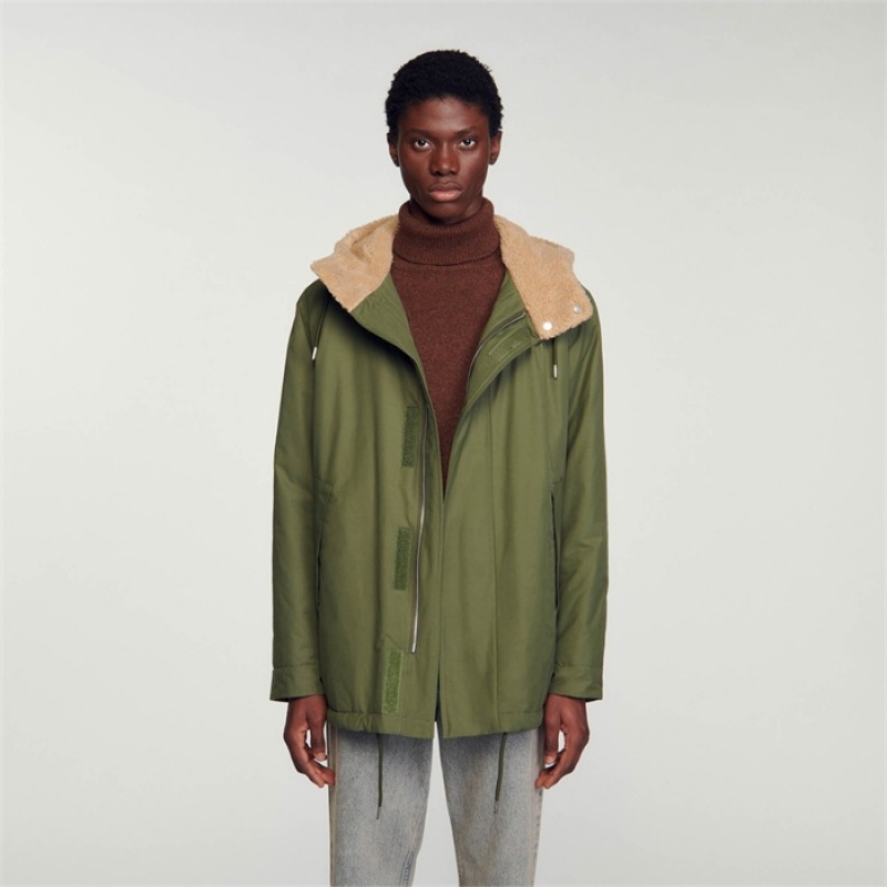 Sandro Cotton parka Olive Green | SN-SDO65196