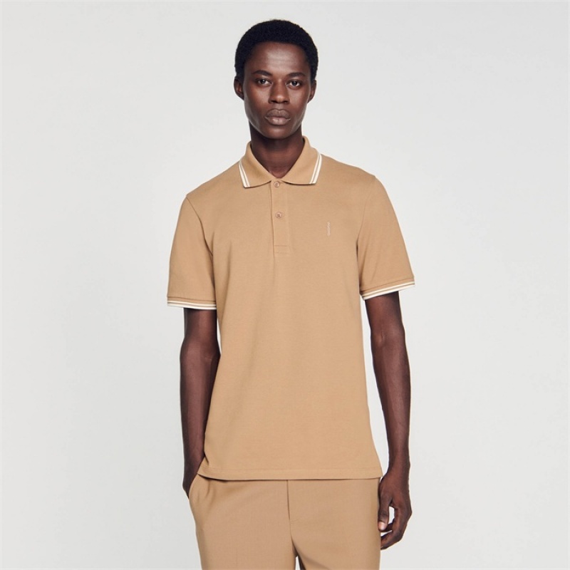 Sandro Cotton piqué polo shirt Brown | SN-SDO65123