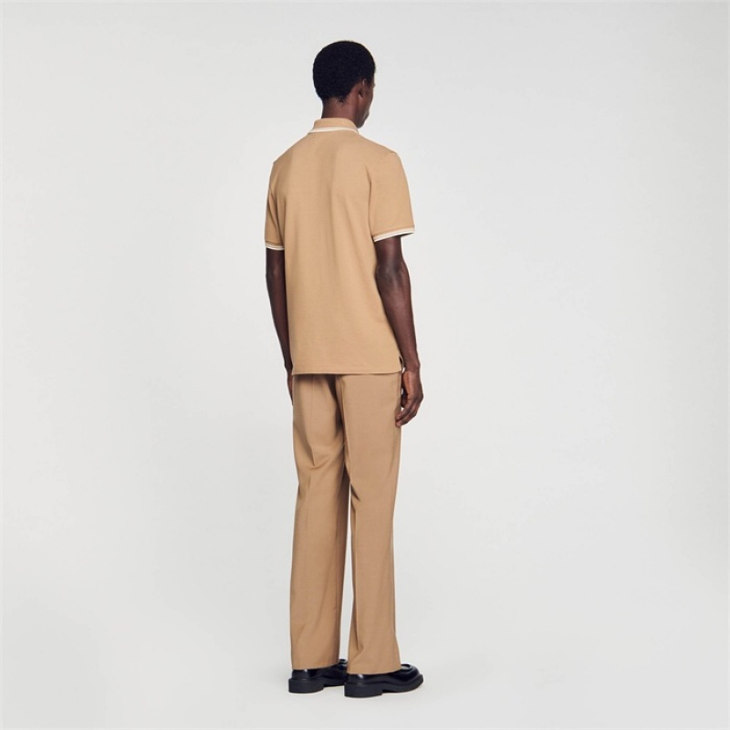 Sandro Cotton piqué polo shirt Brown | SN-SDO65123