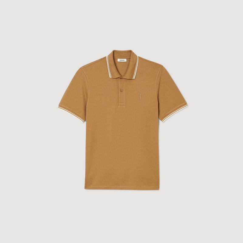 Sandro Cotton piqué polo shirt Brown | SN-SDO65123