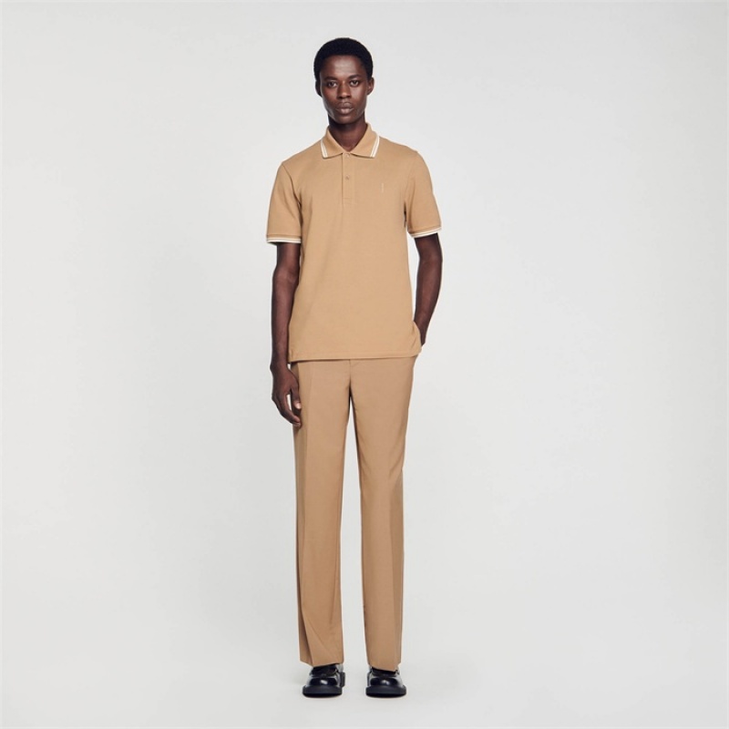 Sandro Cotton piqué polo shirt Brown | SN-SDO65123